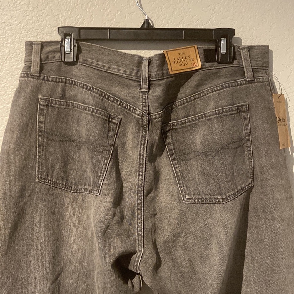 POLO RALPH LAUREN GREY HIGH WAIST SLIM
STRAIGHT CROP JEANS Size 32 NWT - Picture 9 of 15